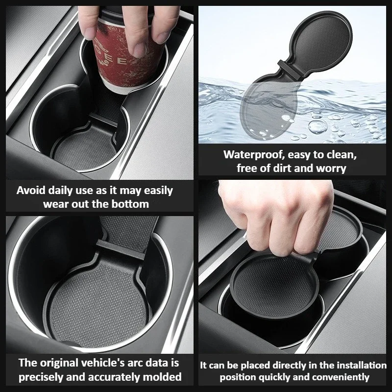 Center Console Water Cup Pad for Tesla Model Y Juniper 2025/Model 3 Highland Anti-slip Mat Accessories Rear Row Cup Holder Pad