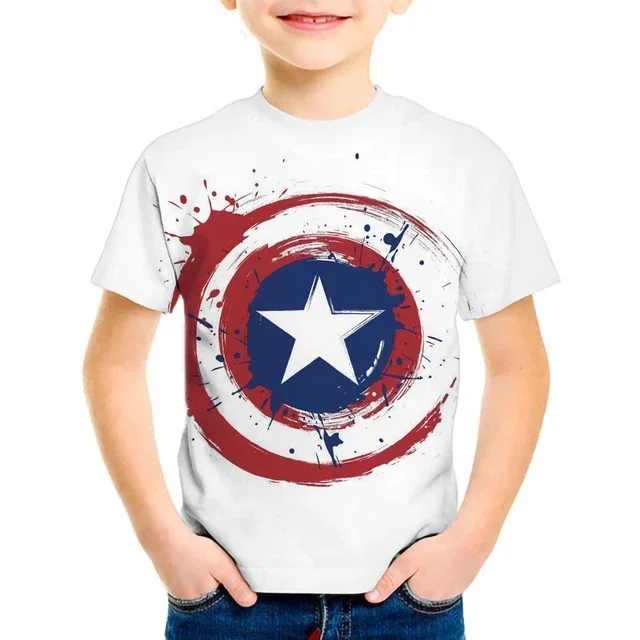 Captain America Herren T-Shirt Venom Jungen Mädchen T-Shirt 3D-Druck Mode Kurzarm MINISO Herren