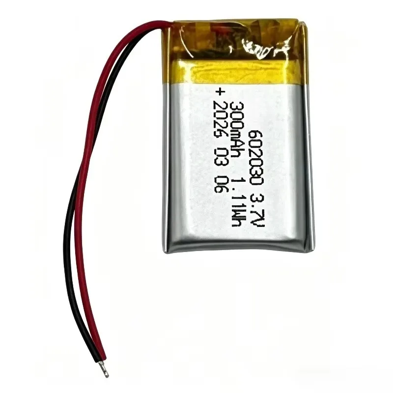 3.7V 300mAh 602030 Lithium Polymer Rechargeable Battery PH2.0mm Lipo for Bluetooth Headset Speaker Self-timer