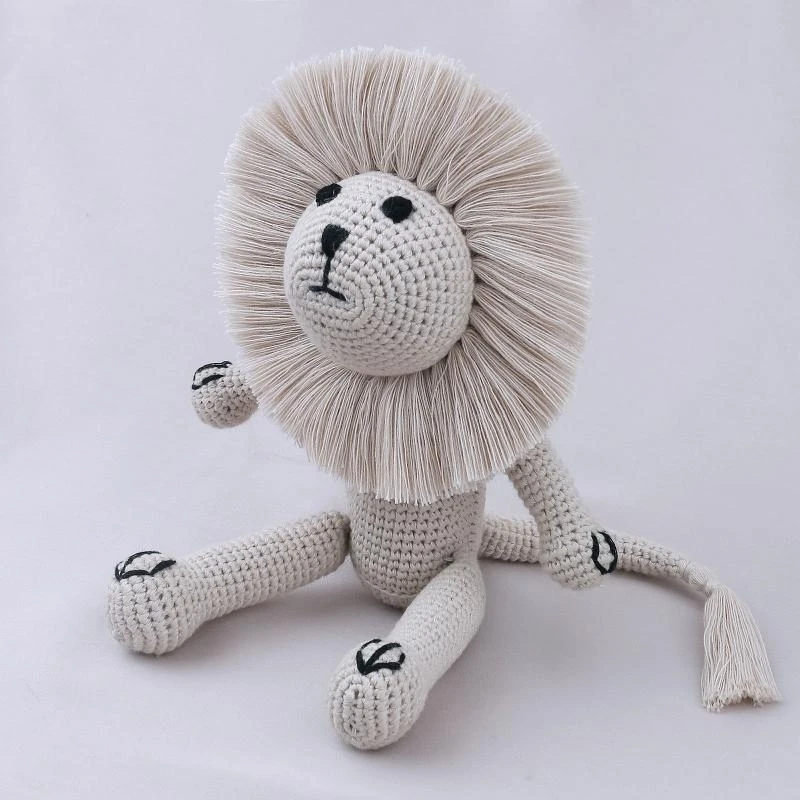 L38E Knitting for Doll Stuffed Animal Lion Toy Soft Comfortable for Doll Emotion Appease Toy Bedroom Decoration Baby 2