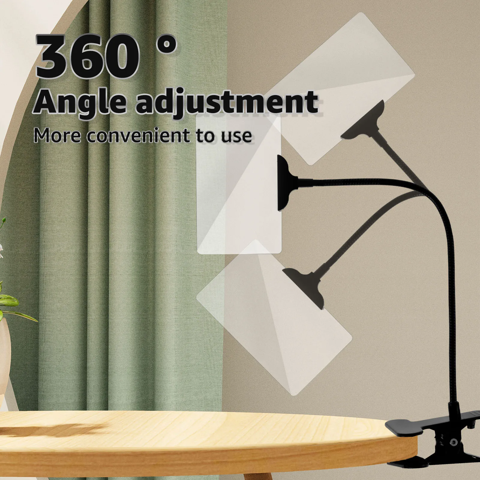 Hands Free Magnifying Glass 5XAdjustable Clip On Magnifying Glass Square Magnifying Glass Full Book Page Reading Magnifier