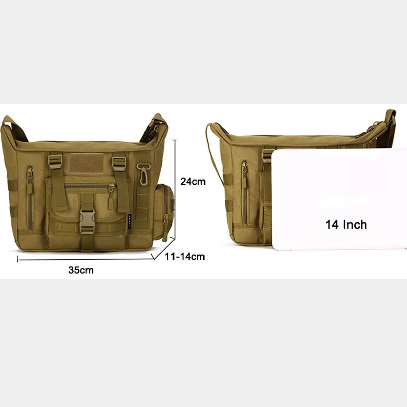 14 Inch Laptop Tactical Bag Men\'s A4 Document Molle Messenger Sport Crosscody Bags Sling Shoulder Camping Hiking Bag