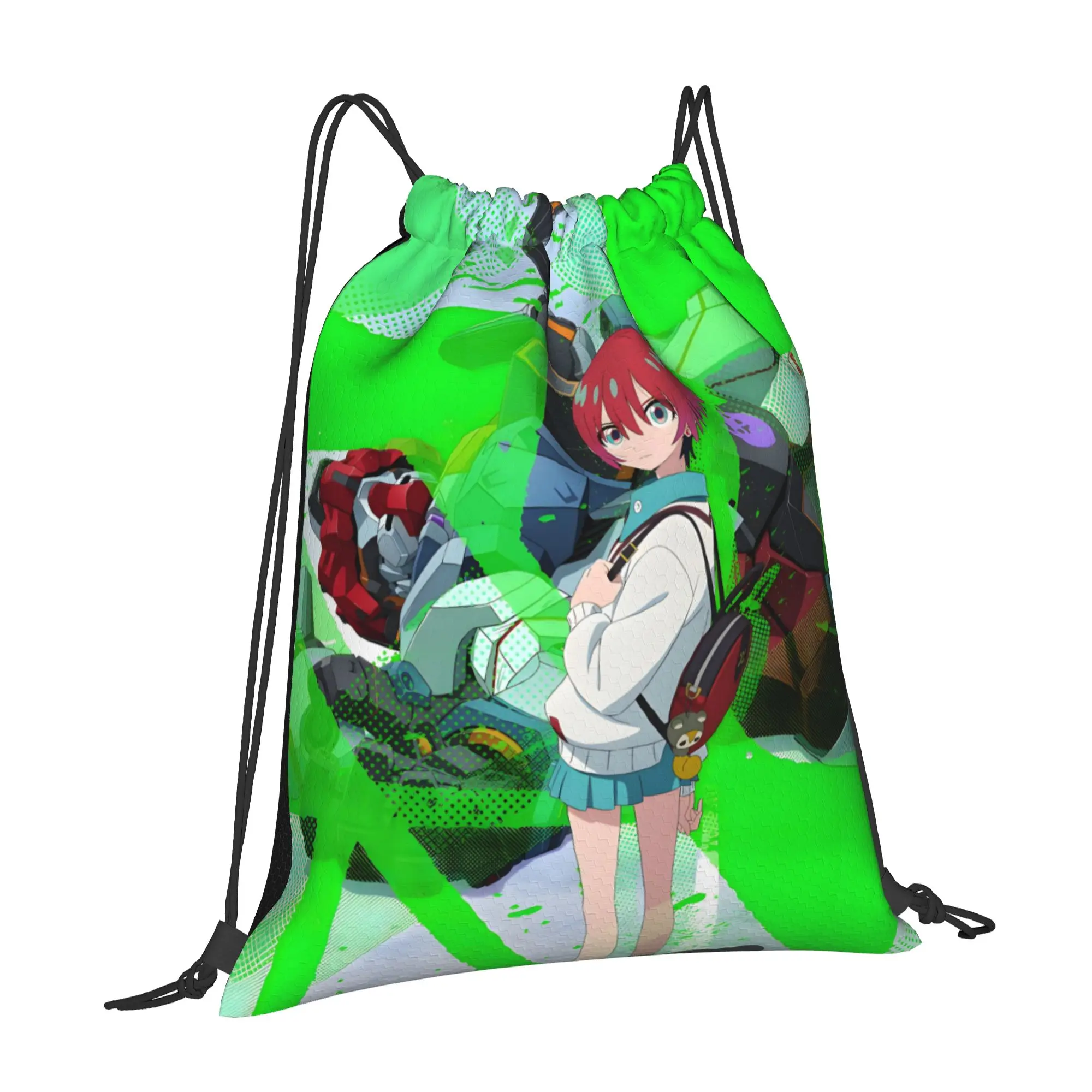 1 pc Gundam GQuuuuuuX MACHU Anime Print Drawstring Bags Men Women Storage Backpack Teenager Travel Bag