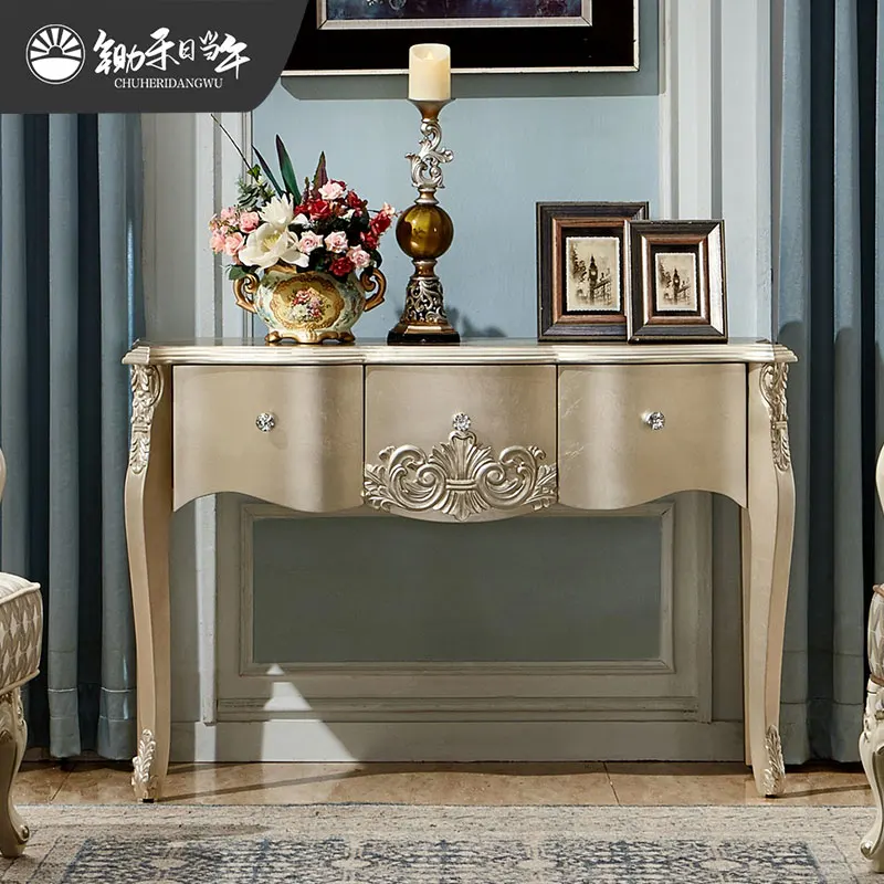 

European-style entrance table American light luxury entrance cabinet French retro living room wall side cabinet bedroom dresser