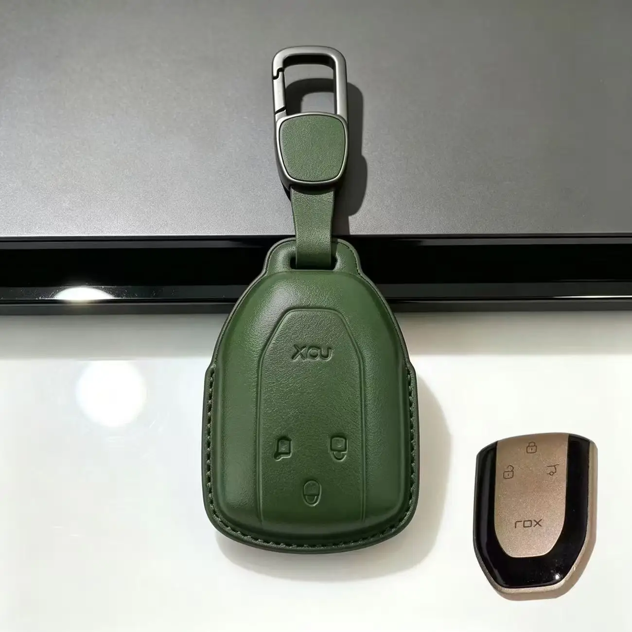 Car Accessories Genuine Leather Key Case Cover Holder Buckle For Rox Adamas Jishi Polestones 2026 Key Protective Shell Ring