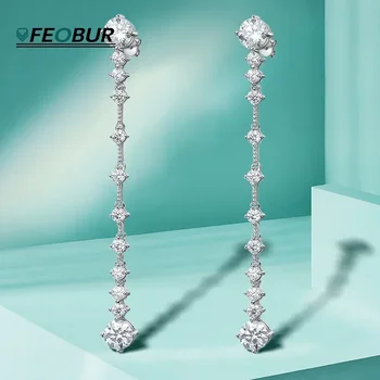 D color full moissanite earrings for women with certificate silver 925 jewelry long tassel Lab diamond stud earring
