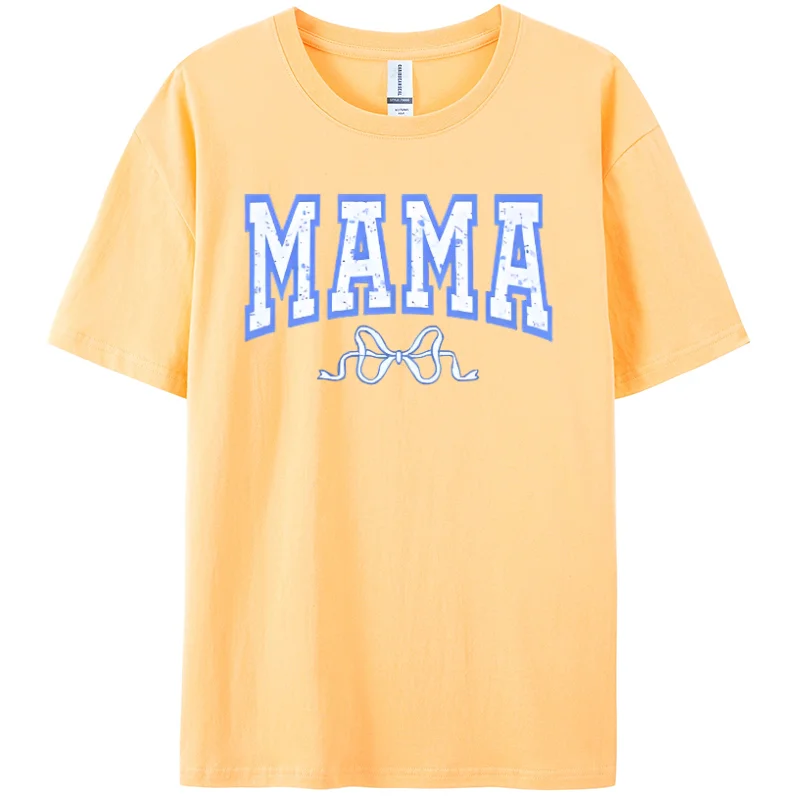 Mama Monogram Print Loose T-Shirt Pure Cotton Comfortable Short Sleeve Unisex Simple Fashion Design Top Tee