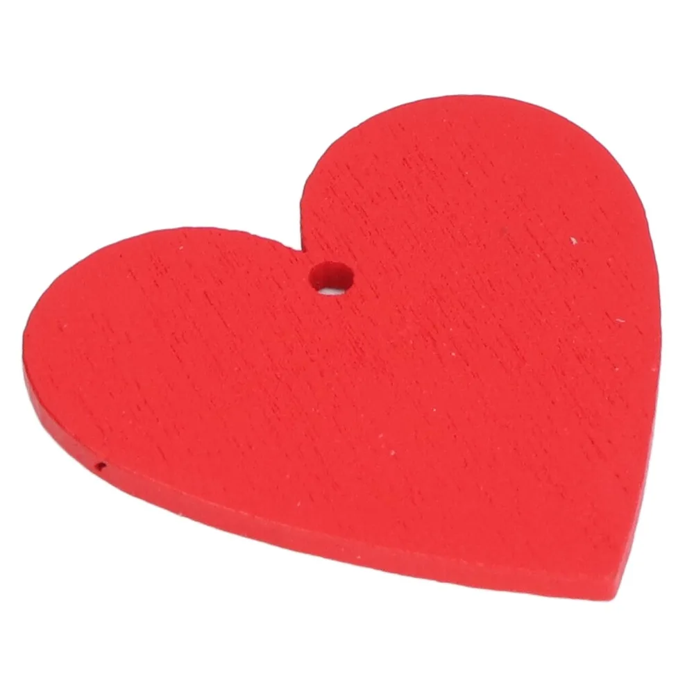 100pcs Blank Glossy Surface Wooden Heart Cutouts Red Color 4cm/1.6Inch Size Wooden Tags Heart Shaped Ornaments Party Decorations