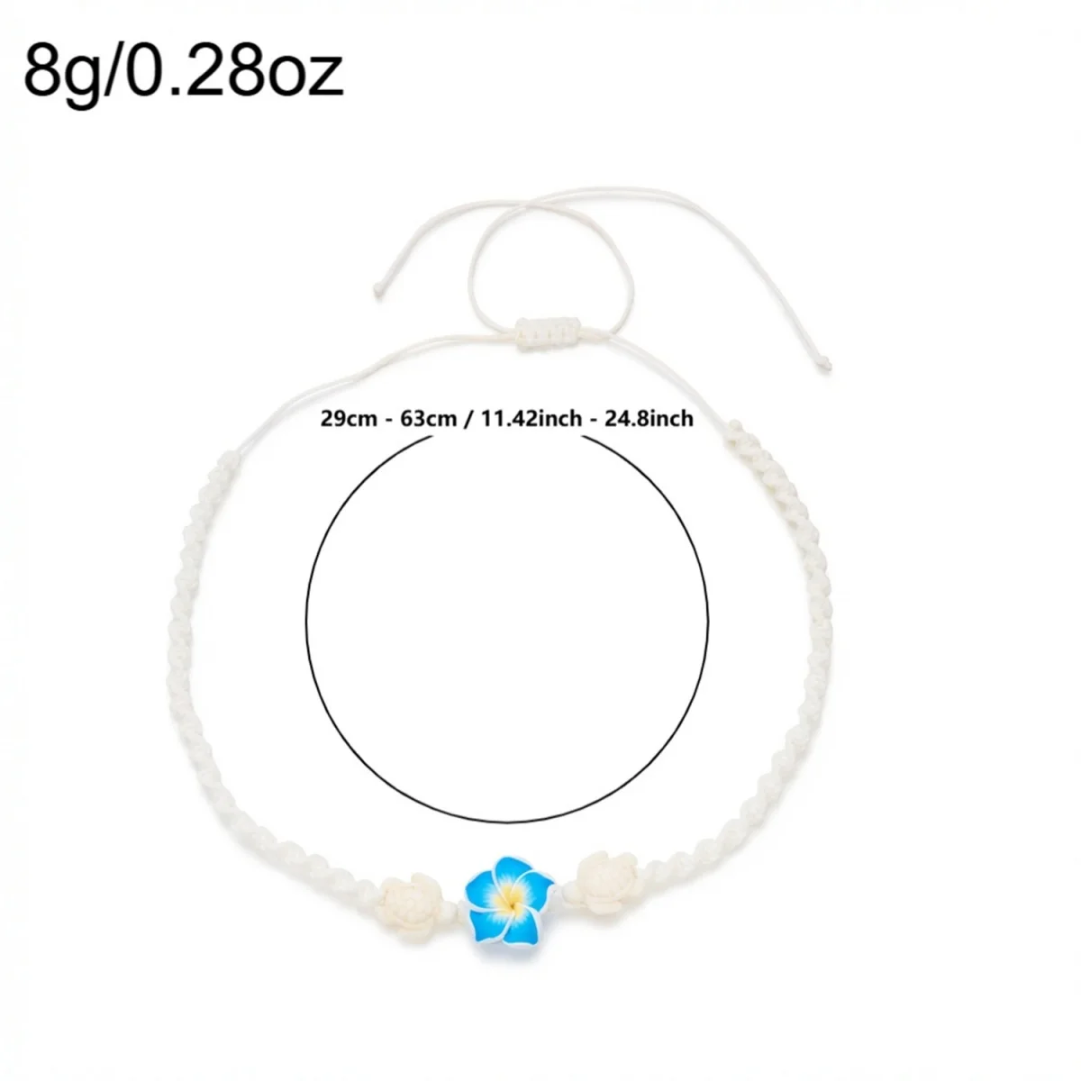 Boho-Halskette aus weicher Tonerde mit weißem geflochtenem Seil für Damen und Herren, Harz-Meeresschildkröten, florales Choker-Halsband, Sommer-Strand-Urlaubsschmuck – Detail 21