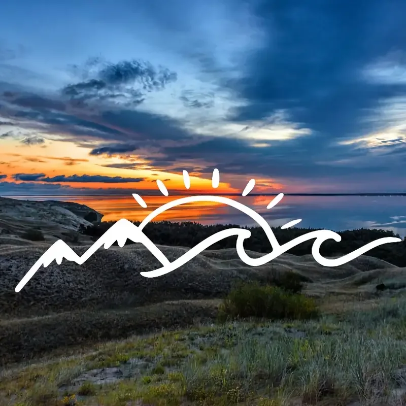 Calcomanía de vinilo con pendiente de montaña y sol, pegatinas de vinilo para amantes del mar y del sol, pegatinas creativas y divertidas para coche, motocicletas, camiones y portátiles