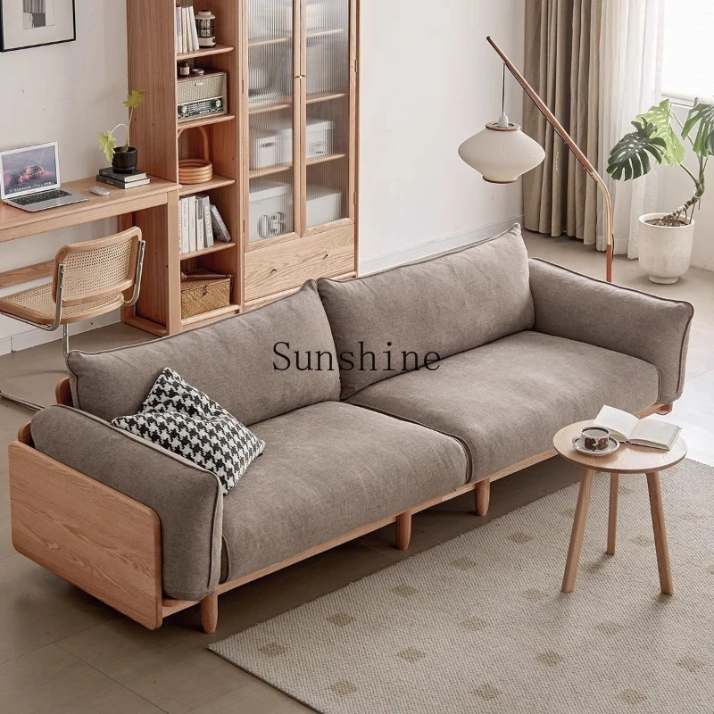 

Modern simple medieval style living room household log straight row fabric sofa