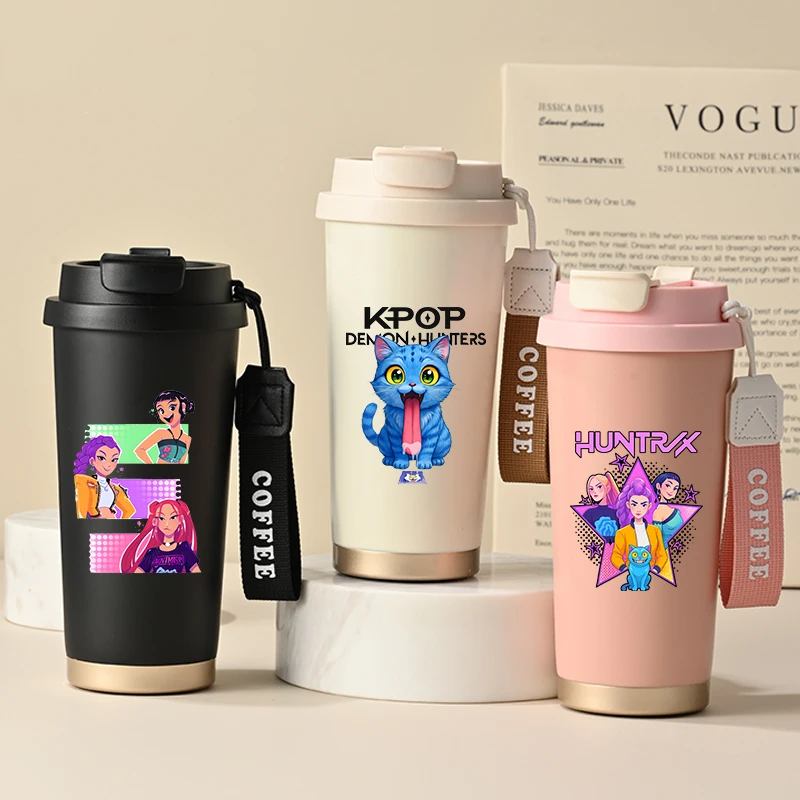 

KPop Demons Hunterss Vacuum Water Cup Cartoon Anime Figure Water Bottle 316 Stainless Steel Milk Mug Tea Coffee Cup Holiday Gift