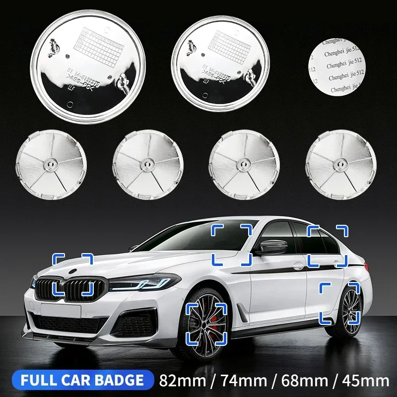

7pcs 45mm 68mm 74mm 82mm Car Logo Front Hood Emblem rear boot badge for BMW E28 E32 E43 E52 E53 E63 E64 E93 E94 E87 F10 F20 F30