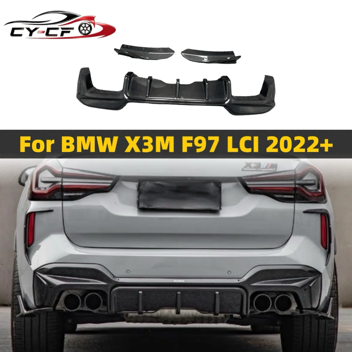 

Dry Carbon Fiber Rear Bumper Diffuser Lip Side Flaps Splitters Rear Spoiler Car Body Kit Parts For BMW X3M F97 2022+