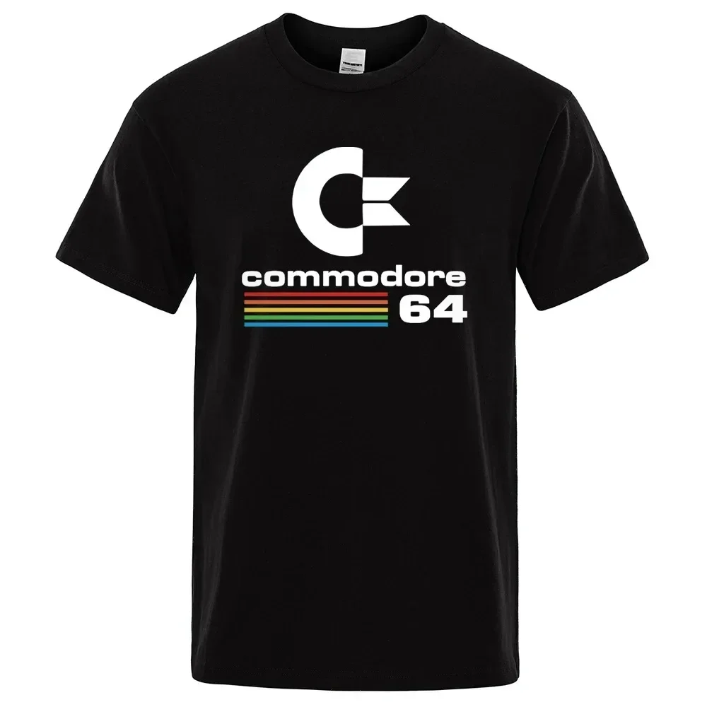 Loose Men T-shirts Summer Commodore 64 Print T Shirt C64 SID Amiga Retro Cool Design Street Short Sleeve Top Tee Cotton Clothing