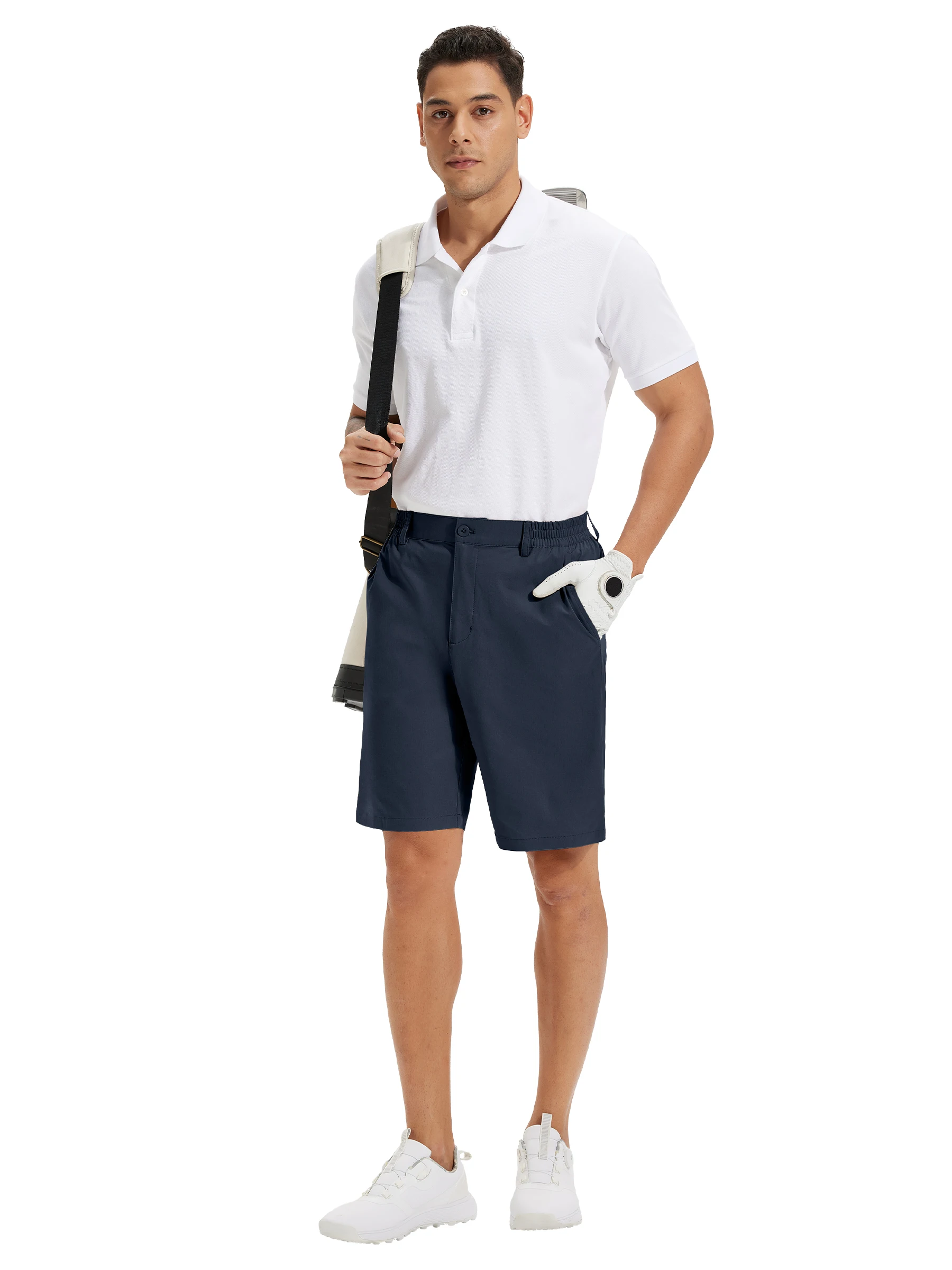 Sommer Herren Freizeitshorts Business- & Golf-Hosen, Atmungsaktive Relaxed-Fit-Shorts mit Schnellverschluss-Taschen – Detail 9