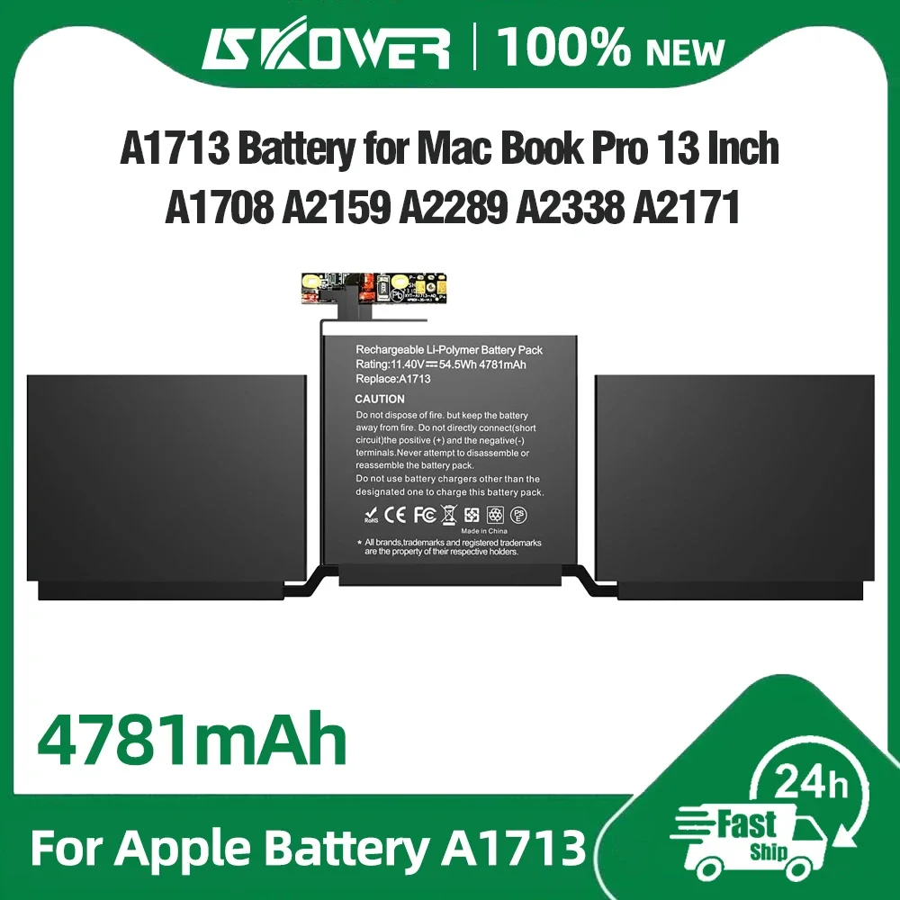 SKOWER A1713 Laptop Battery For Apple MacBook 13
