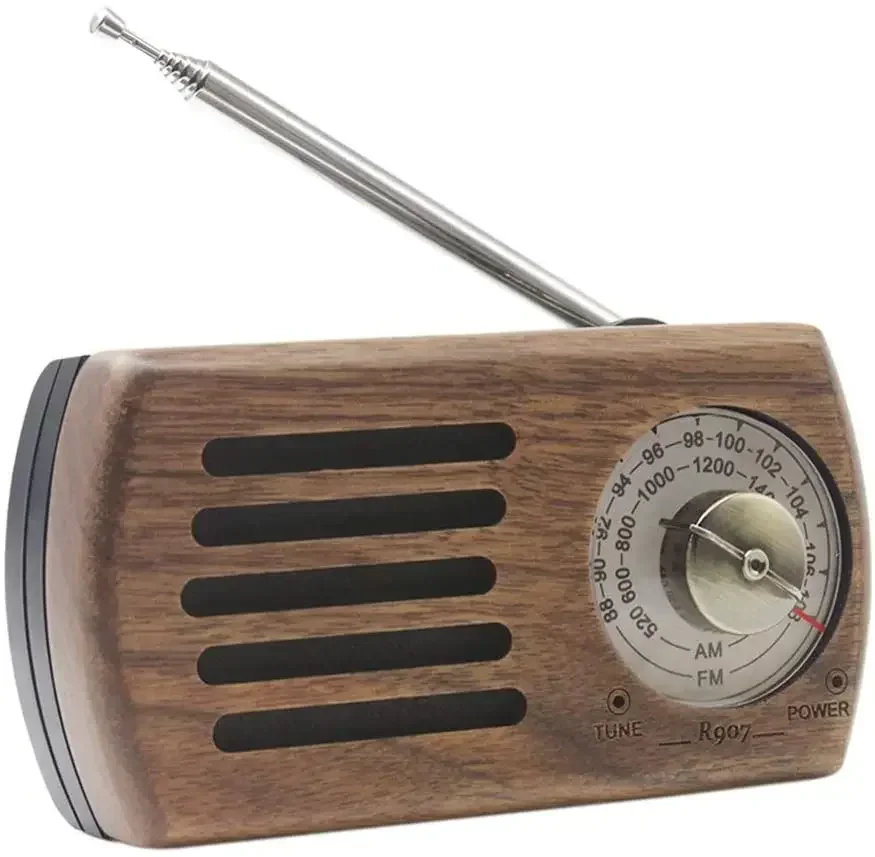 

Retro Solid Wood Front Plactic Back Portable FM AM Radio