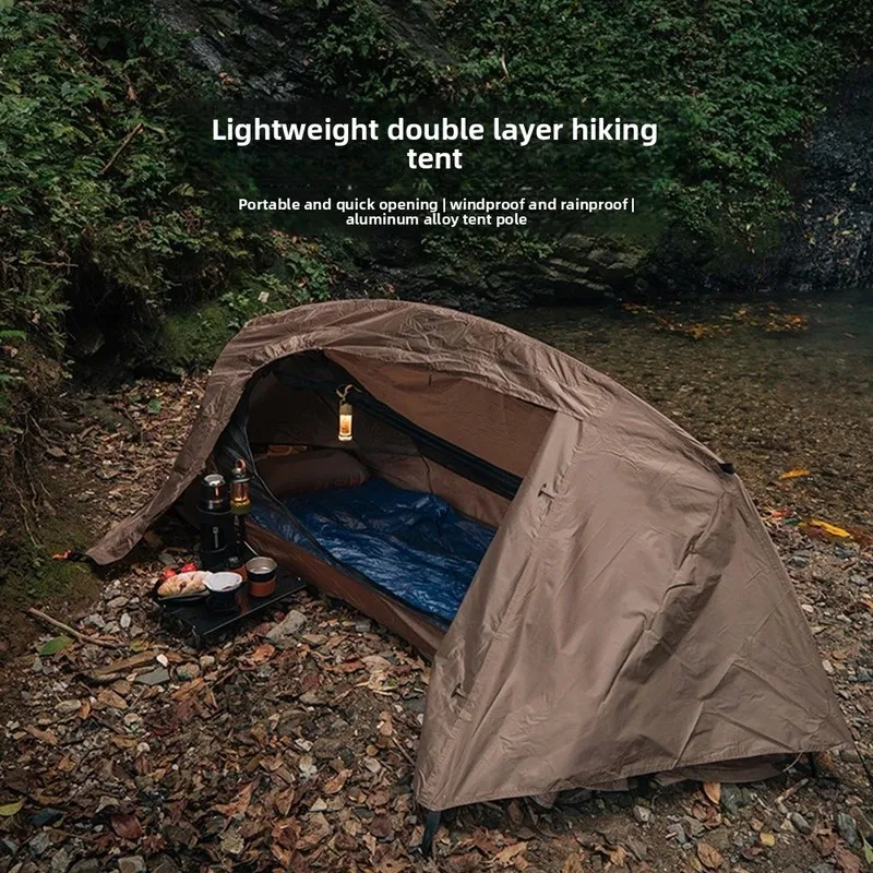 Quick Open Aluminum Pole Single Person Tent No Installation Mosquito Net Warm Light Blocking Camping Equipment for Hiking Portab