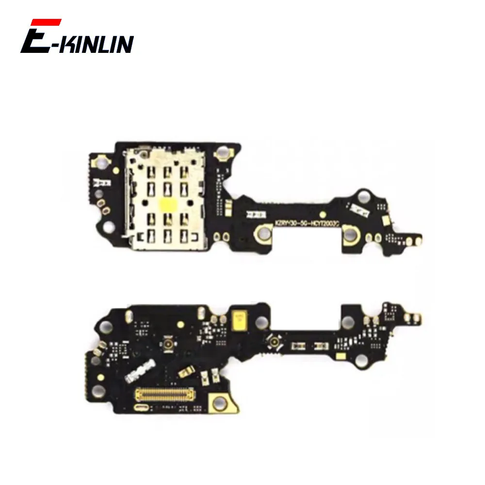 Mic Microphone Module Sim Card Slot Tray Holder Board Flex Cable Replacement Parts For HuaWei View 30 P30 P20 Mate 10 20 30 Pro