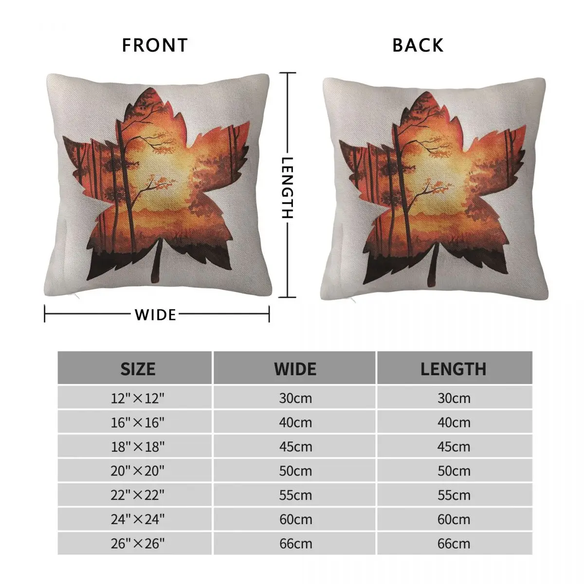 Autumn Maple Leaf Square Pillowcase Polyester Linen Velvet Printed Zip Decorative Throw Pillow Case Home Cushion Case