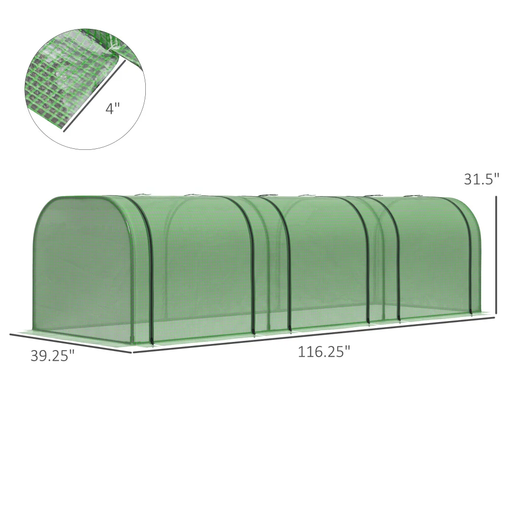 Mini Greenhouse, Portable Tunnel Green House with Roll-Up Zippered Doors, UV Waterproof Cover, Steel Frame, Green