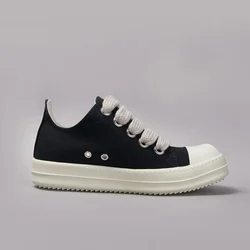 Ricks Outdoor Black Canvas Low Top Quality Owens Men Shoe Jumbo Lace Women Sneaker Fashion Casual Owens Design buty i buty