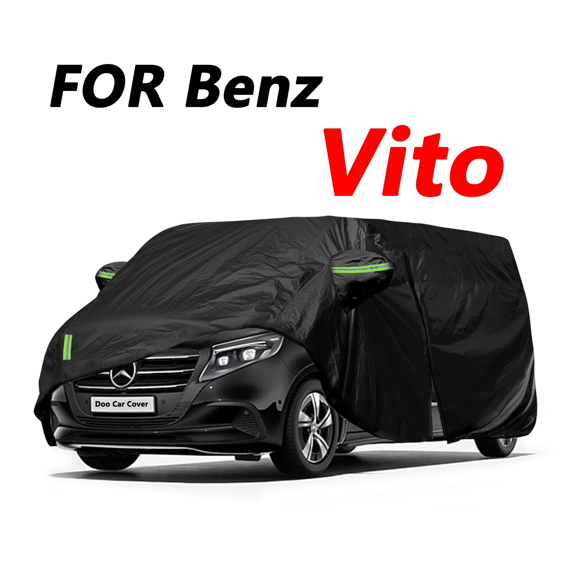 For Mercedes-Benz Vito Car Cover with Zipper Door and Windproof Strap, Uv Protection and Snow Protection, Six Reflective Strips Protect Vehicle Safety at Night, Giving Your Car More Care!