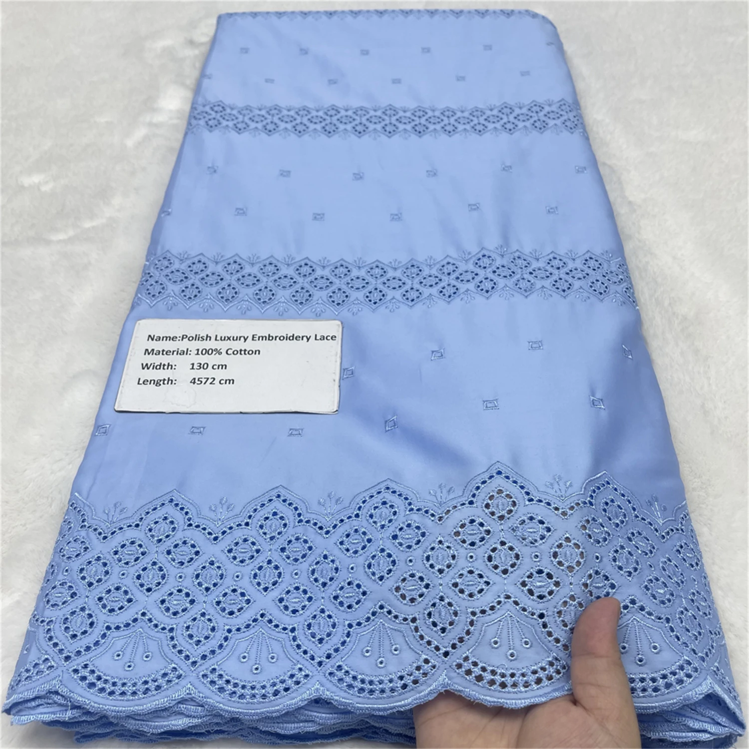 

Blue African Nigerian Tulle Lace Fabric For Dresses Sewing High Quality Damask 100% Cotton Pure Embroidery Wedding Party 5Yards