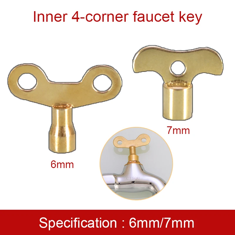 Faucet Key 6mm/7mm Radiator Keys Bleeding Key Iron Venting Air Valve Plumbing Tool Radiators Switch Air Valve Inner 4-conner Key