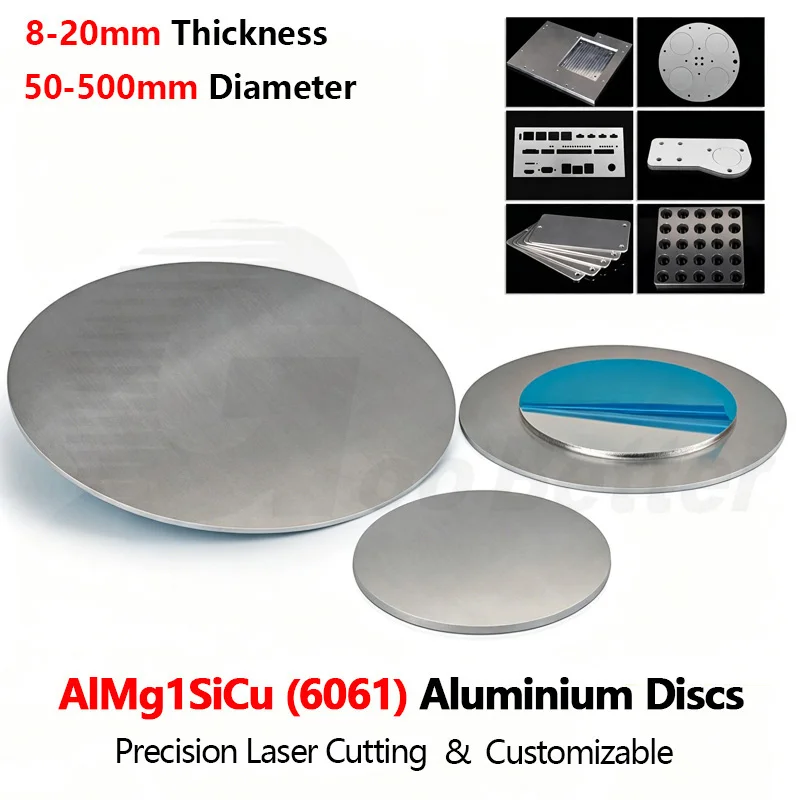 6061 AlMg1SiCu Round Aluminum Sheet Plate Circular Disc Blank Panel 8-20mm Thick 50-500mm Dia Laser Cutting with Protective Film