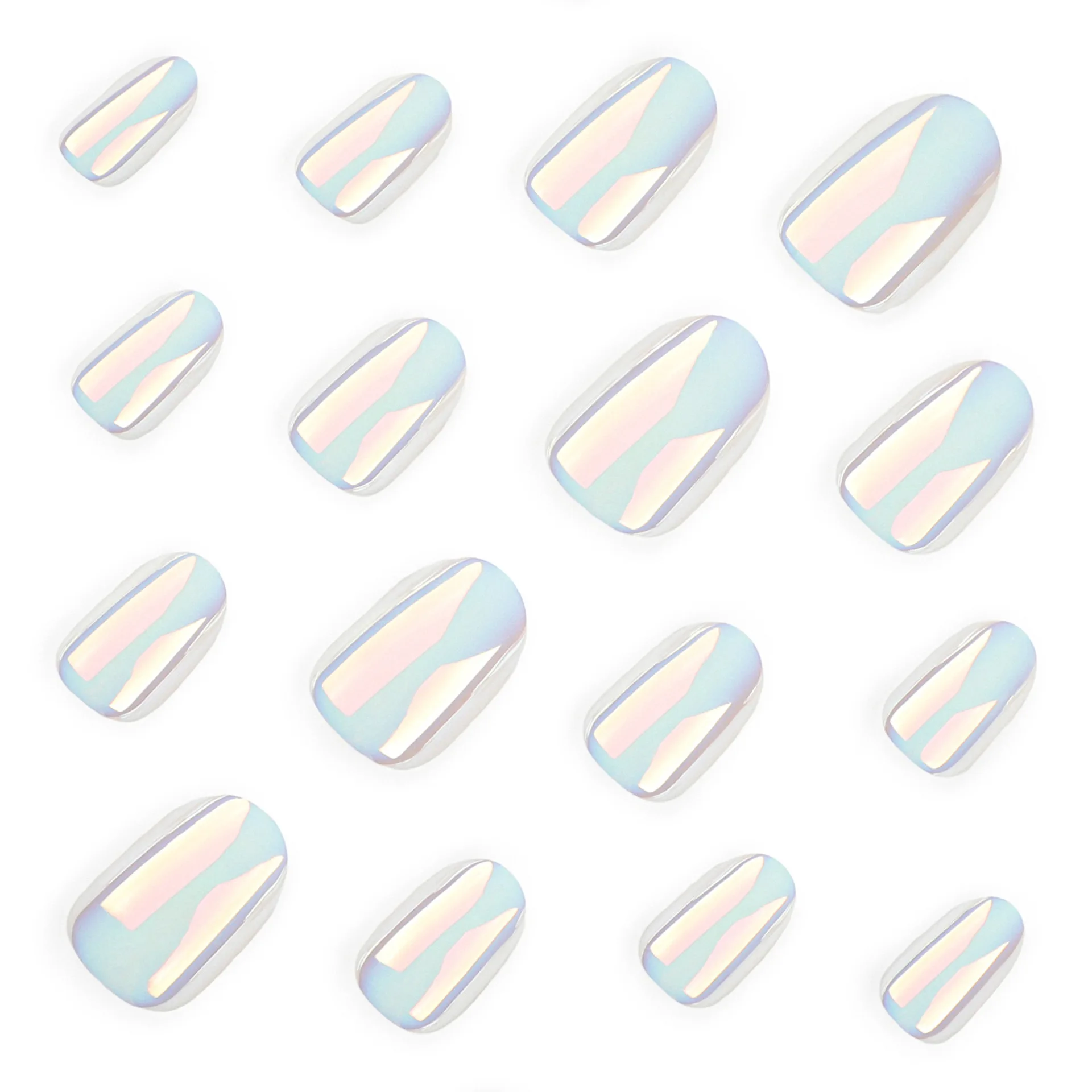 24 Stuks Pers Op Nagels Korte Amandel Glanzend Opaal Witte Nep Nagels Acryl Valse Nagel Tips Kit Lijm Op Nagels Voor Vrouwen