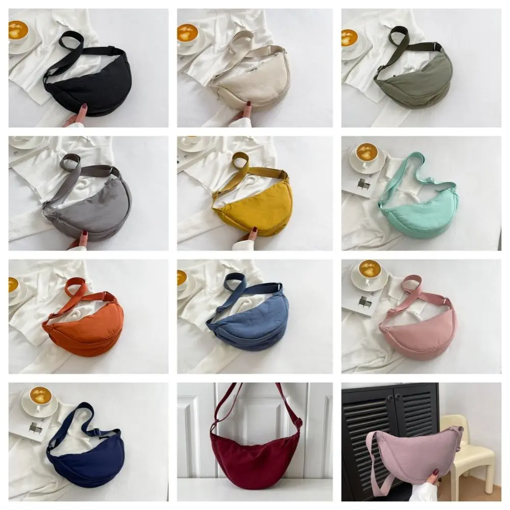 Casual Nylon Hobos Crossbody Bag Underarm Bag Korean Style Half-moon Bag Handbag Commute Single Shoulder Bags Unisex