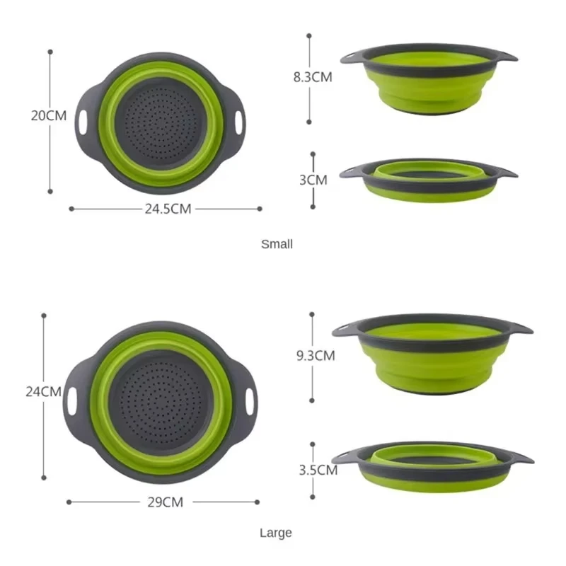Silicone Vegetable and Fruit Cleaning and Drainage Basket Cleaning Basket Folding Water Filter Net Kitchen Gadgets gallery 1
