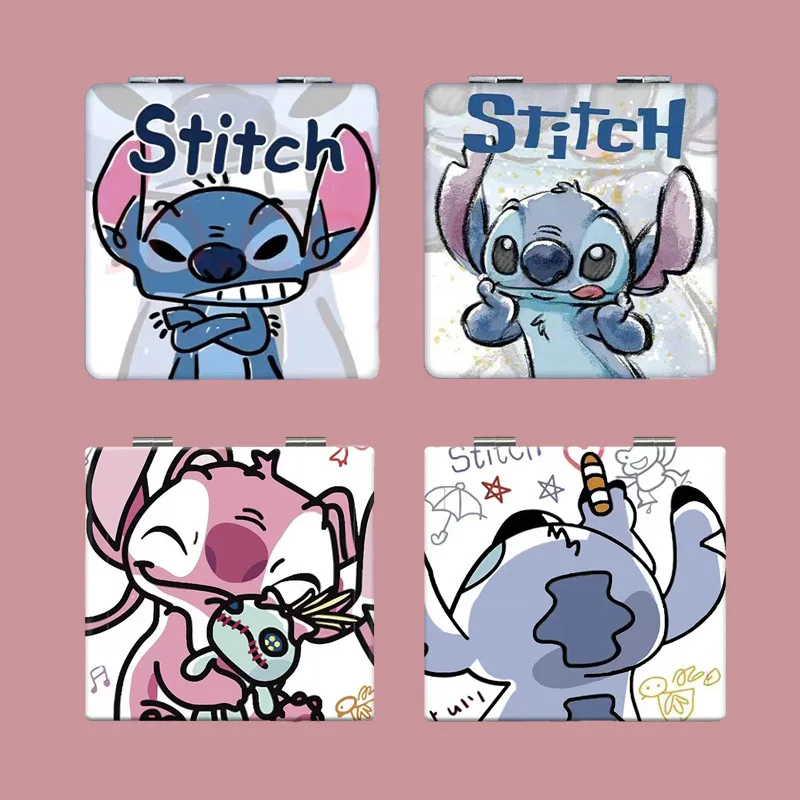 

Kawaii Disney Stitch Mirror Portable Small Mirror Cartoon Anime Portable Folding Mirrors Double-Sided Pattern Makeup Girl Gifts