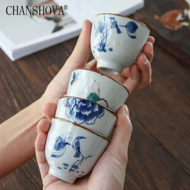 CHANSHOVA-Handmade Ceramic Teacup, Chinese Porcelain, Tea Cup, Hand Painted, Chinese Style, Small Coffee Cup, 70ml, G137