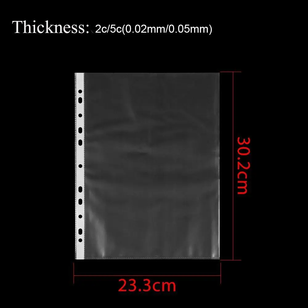 A4 루즈리프 파일 포켓 투명 파일 분류, 파일 보관 보호 필름, 사무용품, 11 홀, 100 개
