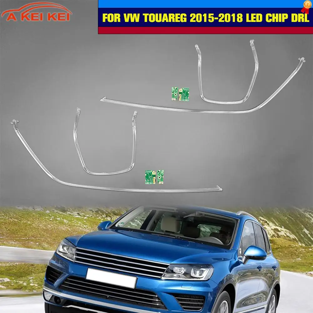 FOR Volkswagen Touareg 2015-2018 LED DRL Headlight Guide Plate Daytime Running Light Tube Car Bar Board Chips