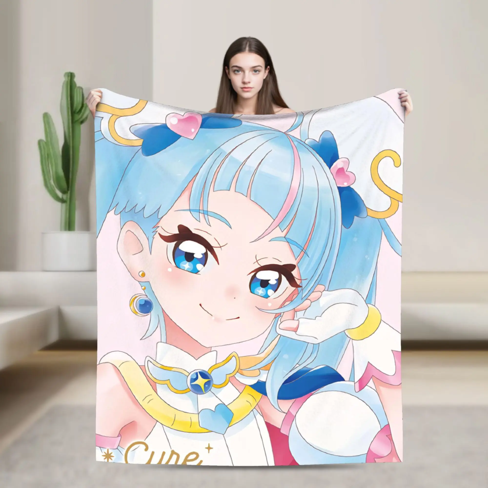 Super Soft Soaring Sky Pretty Cure Throw Blanket Premium Fleece Flannel Lightweight Bed Blanket Fuzzy Plush Blankets All Season