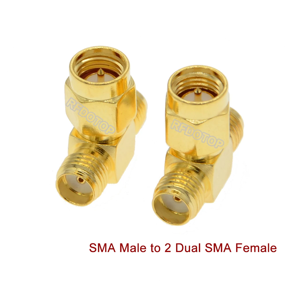 100PCS/lot Tee Type SMA Adapter SMA Male Plug to Dual SMA Female Jack Connector Triple 3 Way SMA-J to 2*SMA-K RF Coaxial Adapter