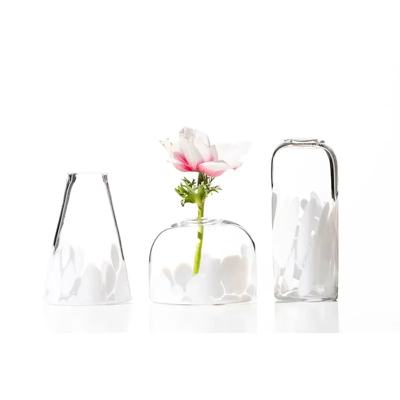 Modern Colored Polka Dot Glass Cylinder Vase Custom Blown Home Decoration Wedding Tabletop Ornament Unique Design Gift Custom