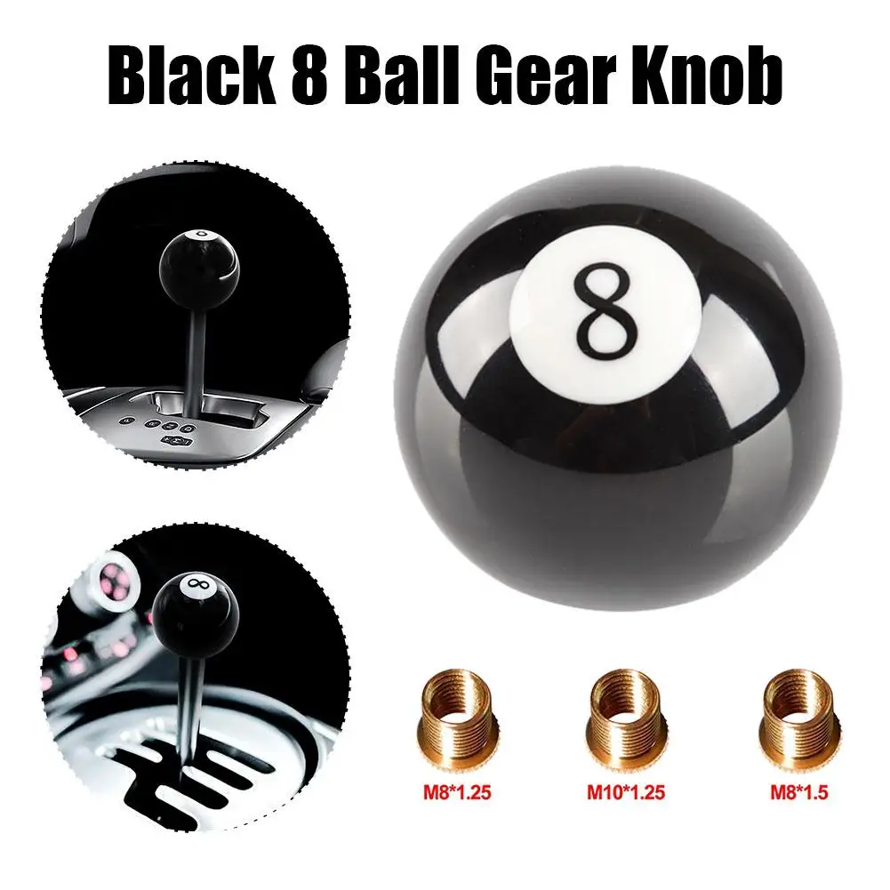 Black 8 Pool Billiard Ball Gear Shift Knob W/ Adapter Universal Vehicle AT/MT Shifter Lever Head Black High Quality