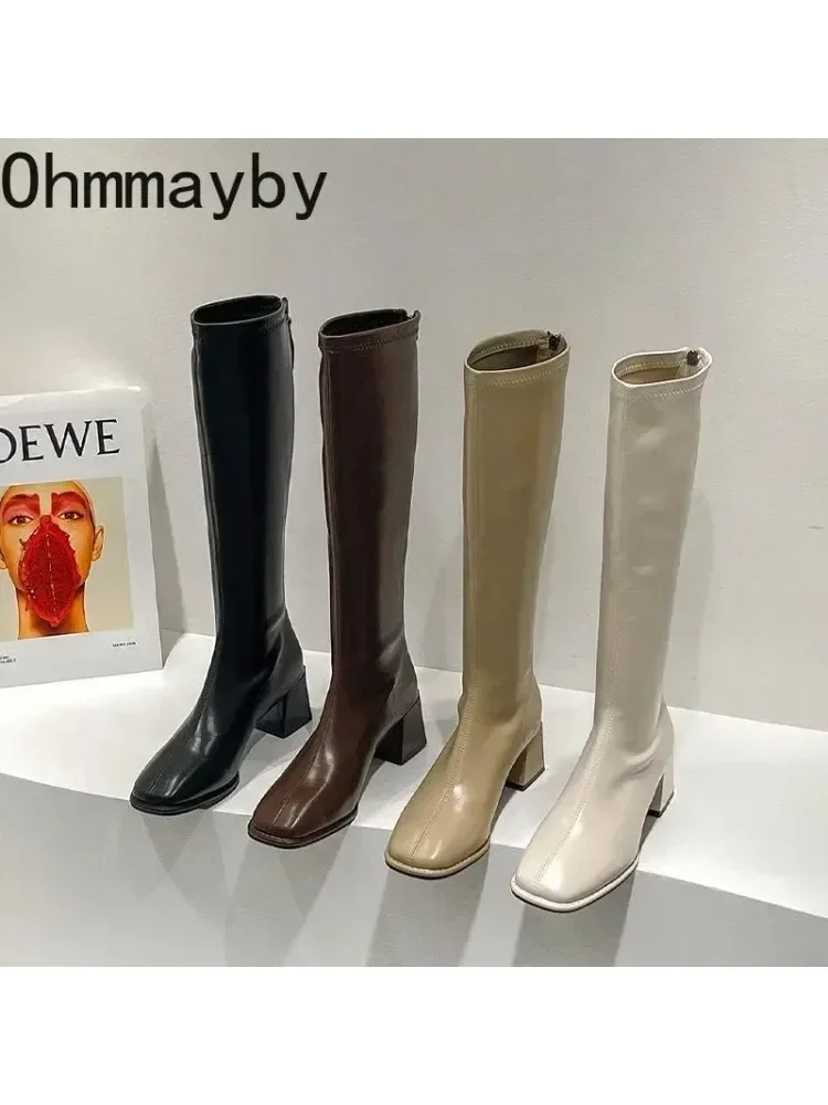 Bottes Hautes en Cuir Souple à Talons Hauts, Chaussures sulfà la Mode, Collection Hiver 2025, pour Femme