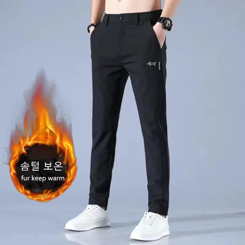 

2024 Men's Golf Pants Winter Villus Thicken Warm Cargo Pants Golf Trousers Polyamide Fabric Elasticity Casual Sport Pant 골프웨어