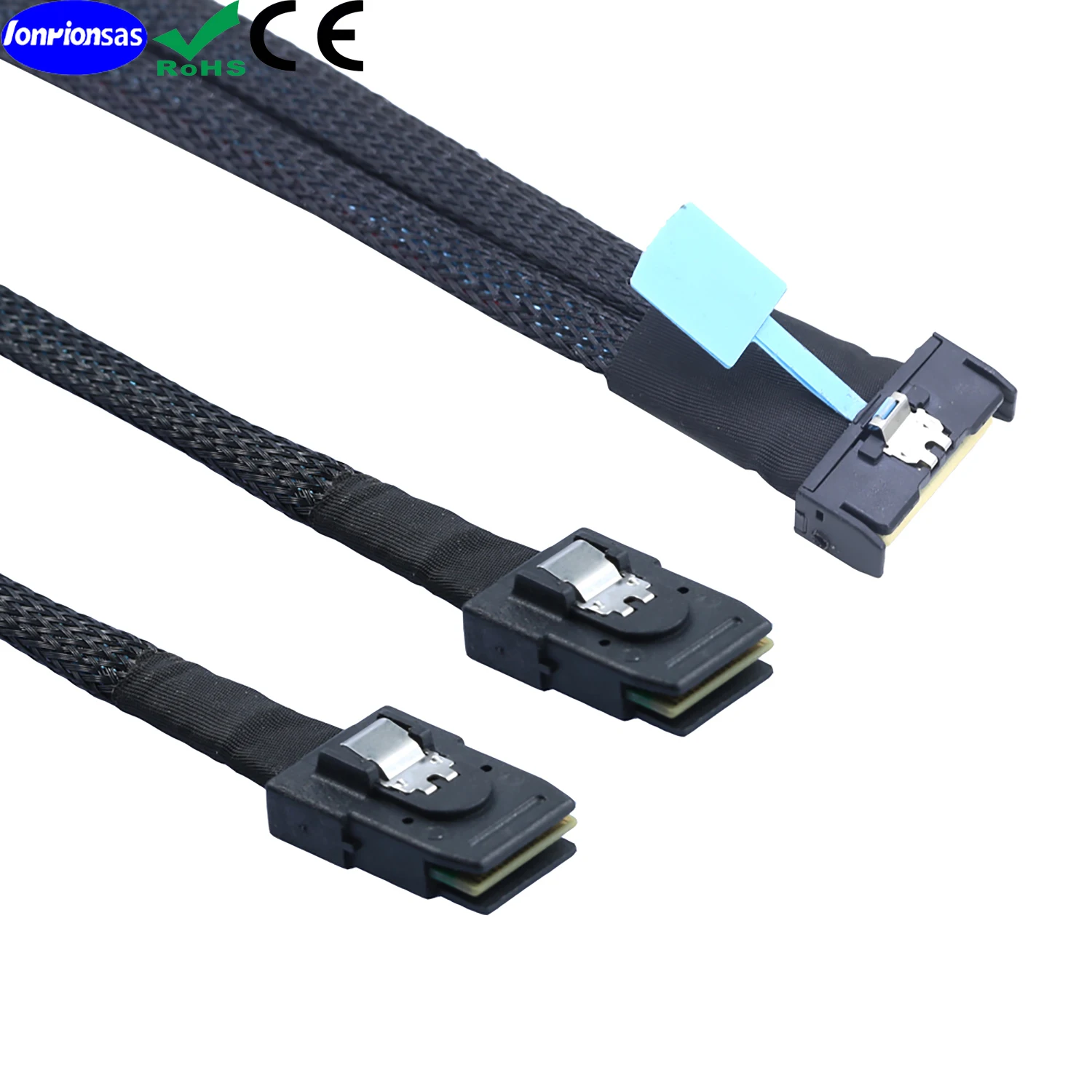 Lontion#Internal PCIe 5.0 MCIO SFF-8654 8i 74Pin to Dual SFF-8087 Mini SAS Breakout Cable For RAID Storage Server