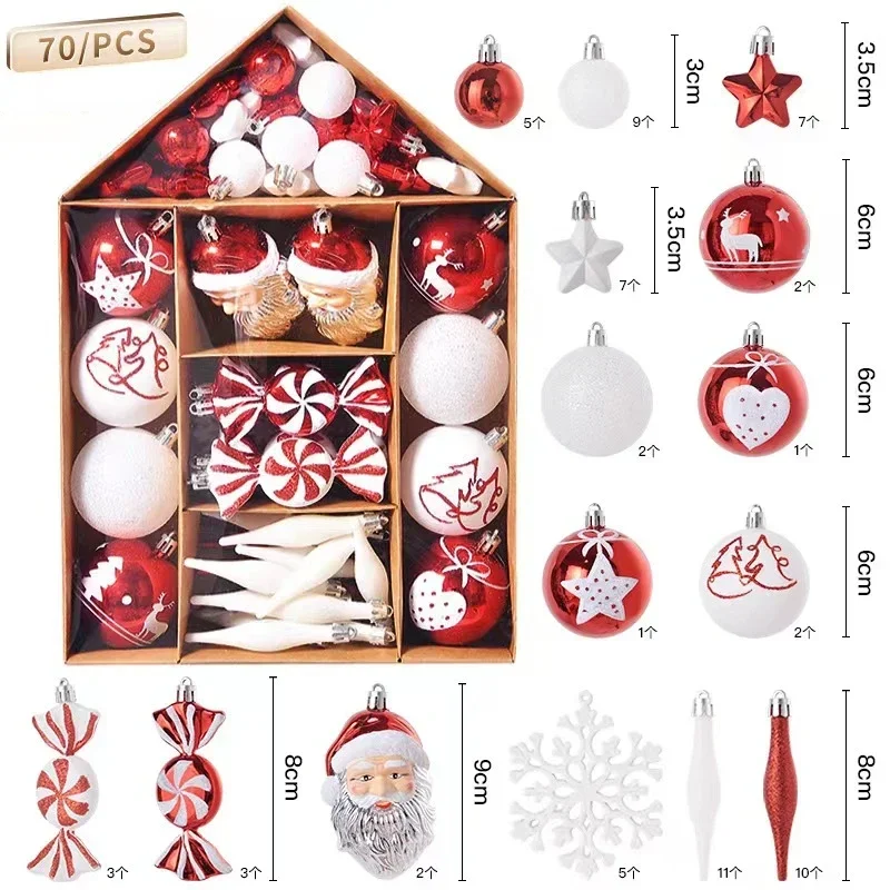 70 Pcs Christmas Ornaments Christmas Ball Set Xmas Tree Hanging Pendants Navidad Noel Decoration Home New Year Gifts 2023