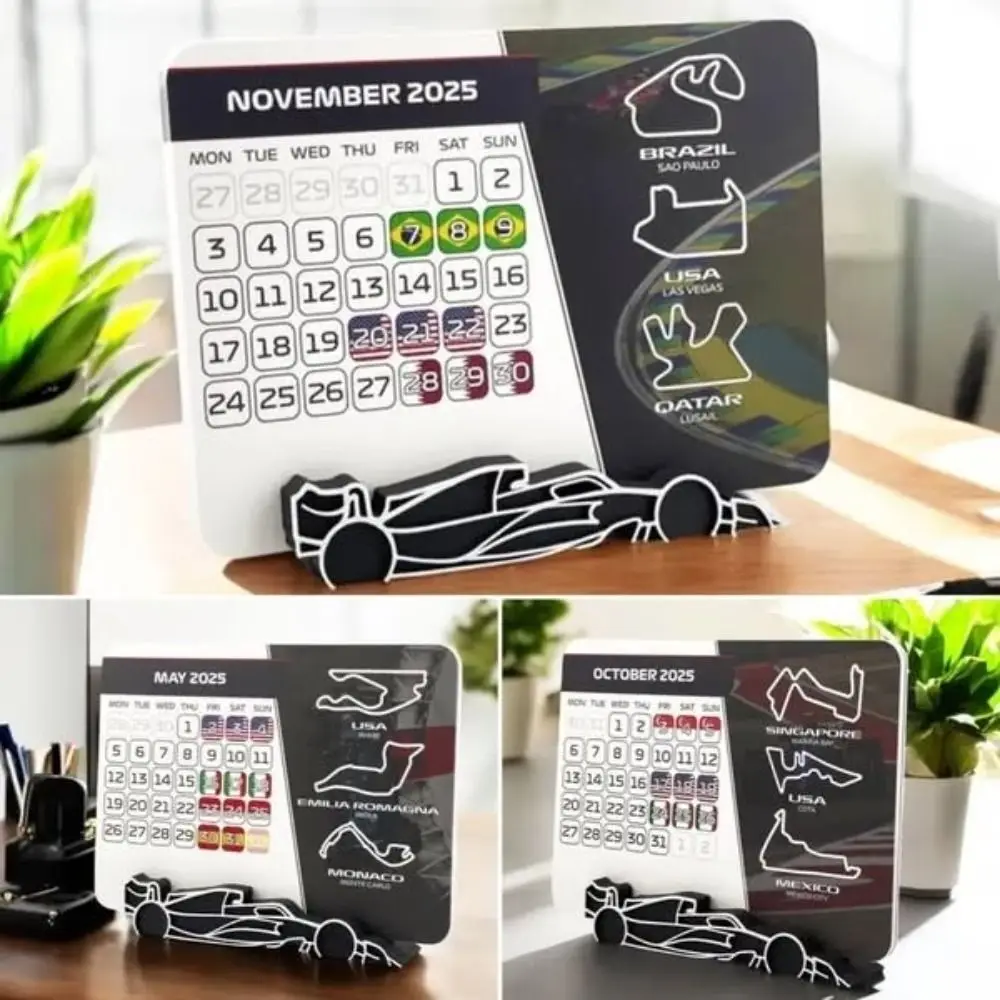 2 Pcs 2 Pcs Car Racing Desktop Calendar Experience with Bracket Motor Calendar Thrill Cool Calendar Gifts
