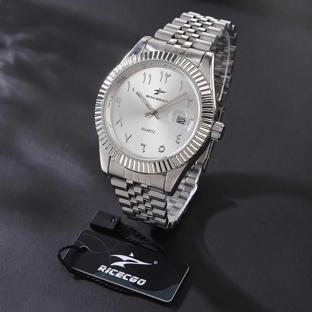 RICECGO Sport Edelstahl Quarzuhr Herrenmode Luxus Business Armbanduhr Chronograph Reloj für Männer Frauen Geburtstagsgeschenk 8