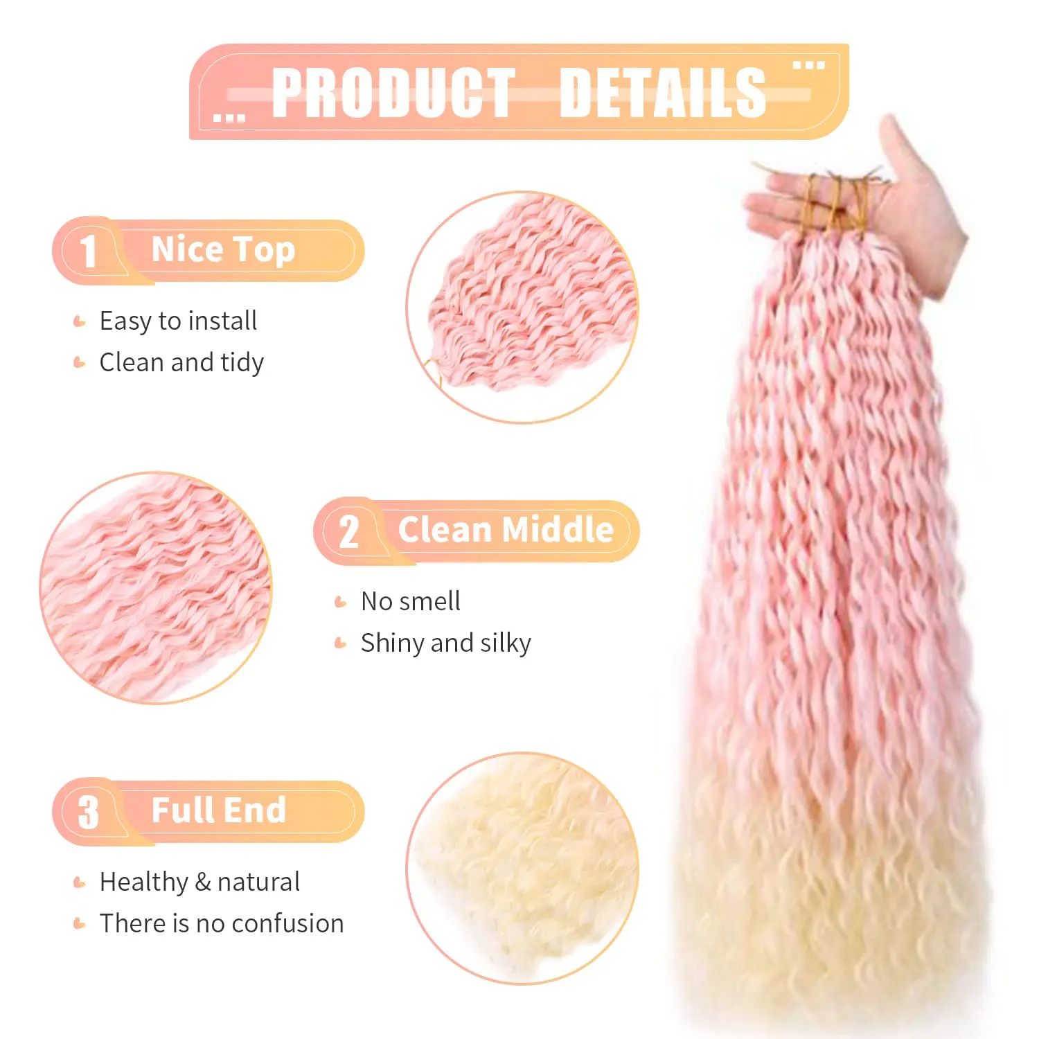 24-Inch Loose Deep Water Wave Synthetic Twist Crochet Braid Hair Extensions Bohemian Boho Chic Braiding Hair