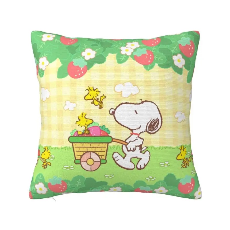 Custom Cartoon Snoopy Cushion Cover 45x45 Cm Soft Polyester Throw Pillow Case For Sofa Car SeatLiving Room Decoration Pillowcase